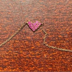 Kendra Scott fine jewelry 14k rose gold and pink sapphire heart pendant